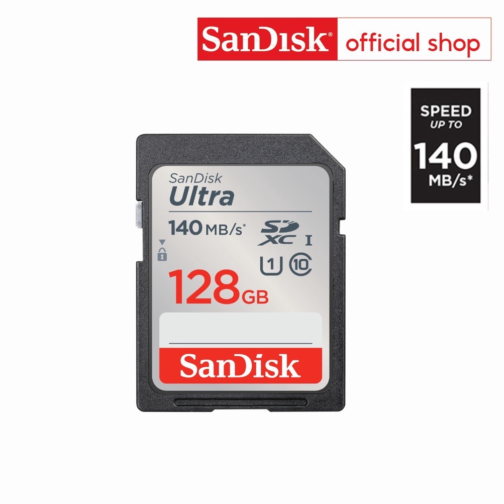 ภาพหน้าปกสินค้าSanDisk Ultra SD Card 128GB Class 10 Speed 140MB/s (SDSDUNB-128G-GN6IN, SD Card)