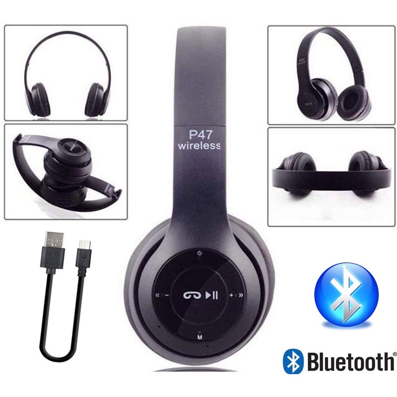 หูฟังบลูทูธ-ไร้สาย-ใส่เมมโมรี่-ฟังวิทยุf-m-bluetooth-headphone-stereo-รุ่น-p47