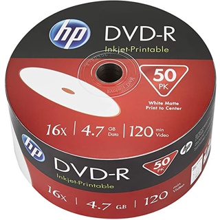 DVD-R HP หน้าขาวแบบสกรีนหน้าแผ่นได้/แพ็ค50แผ่น