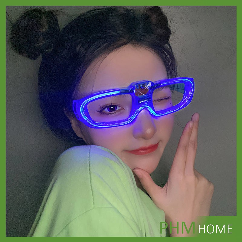 ภาพสินค้าแว่นตาเรืองแสง ""มีหลอดไฟ LED"" แว่นตาเรืองแสง คริสต์มาส แว่นสงกรานต์ Luminous glasses จากร้าน t0804021371 บน Shopee ภาพที่ 4