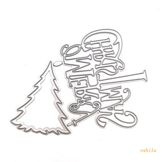 Exhila Merry Christmas แผ่นแม่แบบโลหะ ตัดลายนูน สําหรับตกแต่งสมุด อัลบั้ม กระดาษ การ์ด แม่แบบ DIY