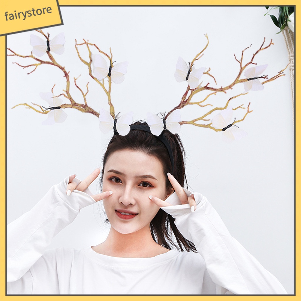 fairystore-พร็อพถ่ายรูป-ที่คาดผม-กิ่งไม้-ผีเสื้อ-กิ่งไม้ฮาโลวีน-สําหรับปาร์ตี้