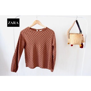 ZARA KIDS x  cotton แขนยาวพื้นน้ำตาล polka dot ผ้าดี Tag ครบ  • อก 36 ยาว 22 size : 13/14 CM : 164 : 164 • Code : 435(7)