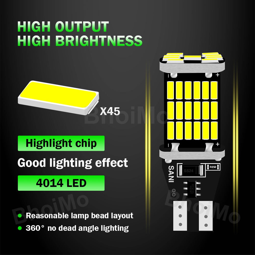 bhoimo-t15-ไฟเลี้ยว-ไฟตัดหมอก-led-45smd-สว่างมาก-w16w-4014-920-921-912-สําหรับรถจักรยานยนต์-dc12v