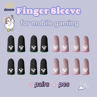 4Pcs Finger Sleeve สำหรับเล่นเกม Anti-Sweat เกมถุงมือ Thumb Finger Cots ปลายนิ้วสำหรับเกมมือถือรวมถึง Pubg Mobile Rules Of Survival Survivor Royale 【Doom】