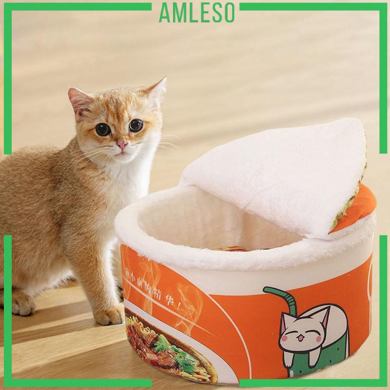 amleso-เต็นท์บ้านถ้ํา-พร้อมฝาปิด-พร้อมหมอนรอง-สําหรับแมวในร่ม