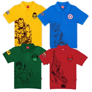 Marvel Boy Iron Man Captain America Iron Man Spider-Man Polo - เสื้อโปโลเด็กไอร่อนแมน กัปตันอเมริกา ฮัค สไปรเดอร์แมน สินค้าลิขสิทธ์แท้100% characters studio