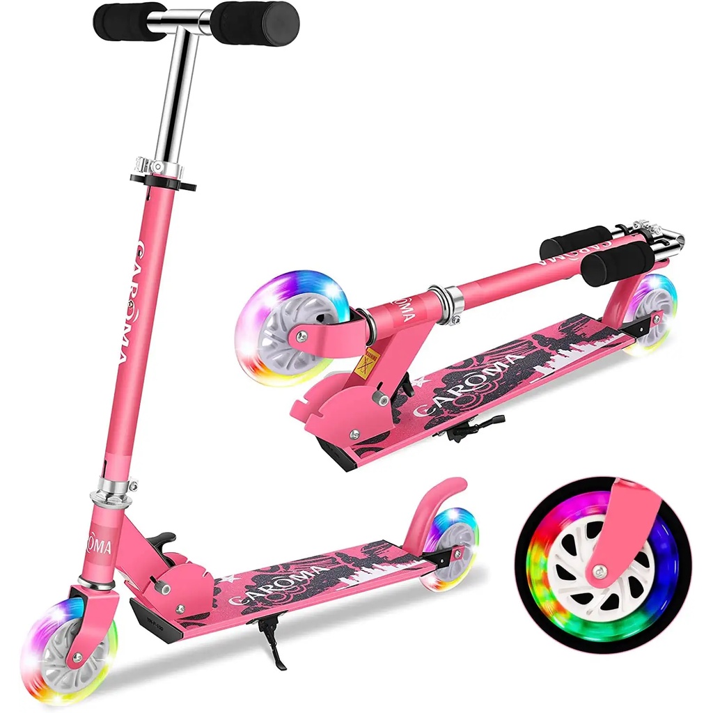 312 Years Old Kids Adjustable Height Kick Scooter PU Flashing Wheels