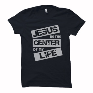 เสื้อยืดผู้หญิง - เสื้อคริสเตียน AOW พระเยซู Be The Center สีดําผ้าฝ้ายผสมเสื้อยืด Unisex Tees_17