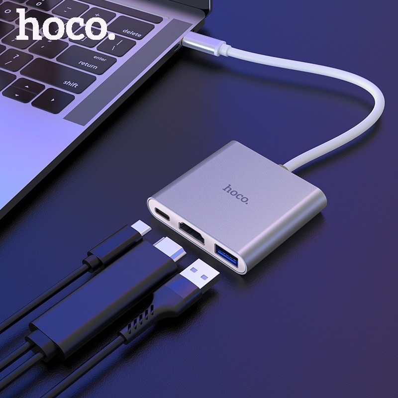 Hoco HB14 ของแท้ 100% Easy use Type-C adapter (Type-C to USB3.0+HDTV ...