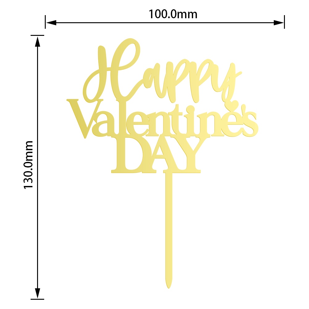 ป้ายอะคริลิค-happy-valentines-day-สีทอง-สําหรับตกแต่งเค้ก-10-ชิ้น