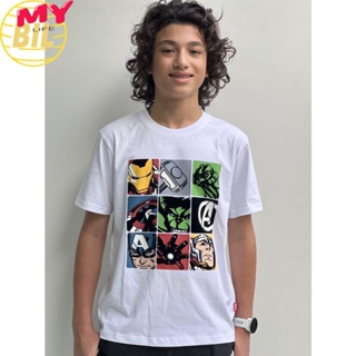 LIFE BIL Avengers Boy Flock Print T Shirt - เสื้อเด็กโต Size 3-13 ปี ลายอเวนเจอร์  สินค้าลิขสิทธ์แท้100% characters stud