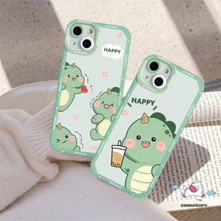 Compatible for iPhone 6 6s 8 7 Plus 11 14 13 12 Pro Max XR X XS Max SE 2020 Cute Dinosaurs Cartoon Milk Tea TPU Soft Ange Eyes Case