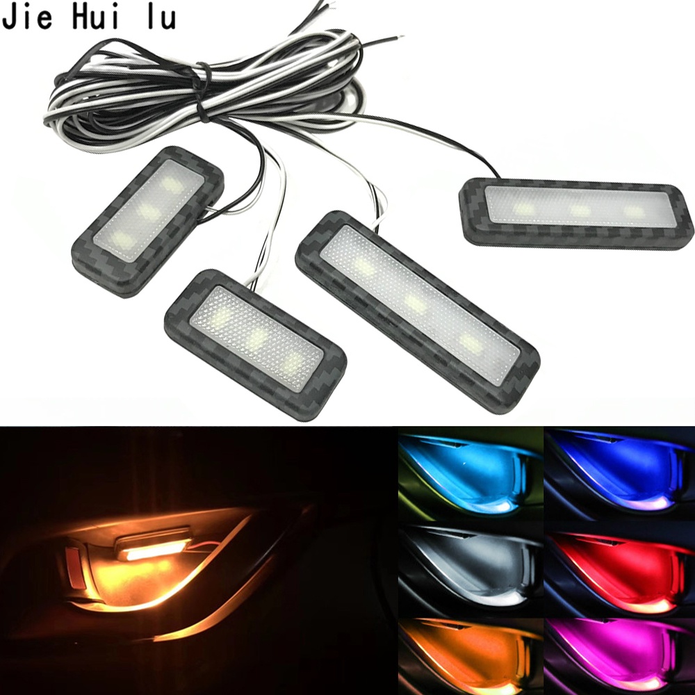 4 Pcs Universal Decorative Lights Auto Atmosphere Lamp Interior Armrest Door Handle Led Lighting