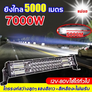 สดใสเหมือนกลางวัน THR ไฟสปอร์ตไลท์รถยนต์ 12-80V แสงสีขาว +สีเหลือง+ไฟพริบ กันกระแทก ไฟช่วยตัดหมอก  ไฟสปอตไลท์ led 12v