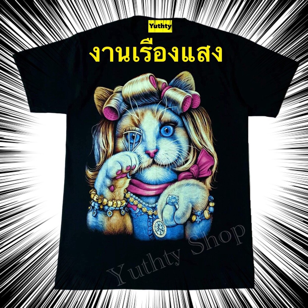 เสื้อเรืองแสง-เสื้อลายแมว-ชมพู-เสื้อยืด-เสื้อแฟชั่น-เสื้อวินเทจ-ไม่มีตะเข็บข้าง-ใสได้ทั้งชายและหญิง-เสื้อวง-เสื้อวิ-15