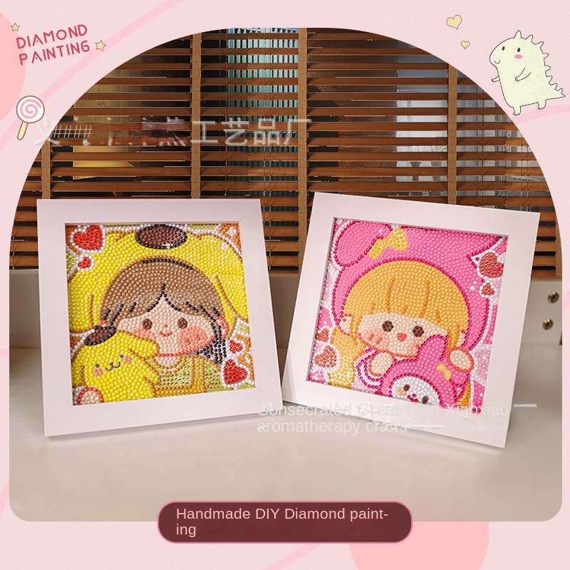 สติกเกอร์เพชร-laurel-dog-girl-ภาพวาดปักเพชร-พร้อมกรอบ-แฮนด์เมด-diy-สําหรับเด็ก