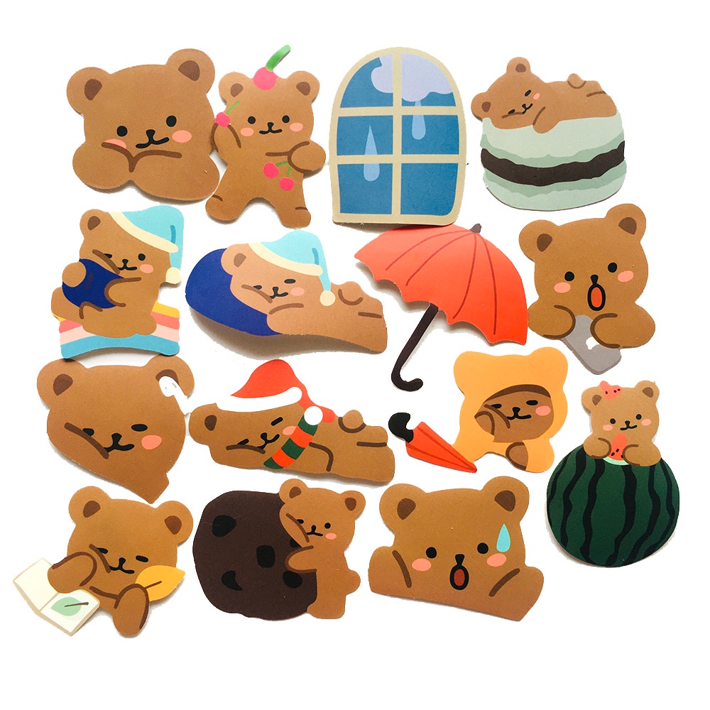 พร้อมส่งในไทย-cute-bear-50แผ่น-sticker-กันน้ำ-สติ๊กเกอร์-ใช้ซ้ำได้-โทรศัพท์มือถื