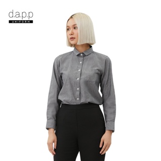 dapp Uniform เสื้อเชิ้ต แขนยาว ผู้หญิง Womens long sleeve grey oxford shirt สีเทา(TBLA2003)