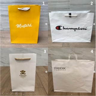 ถุงกระดาษ ถุง แบรนด์ Mustard , Champion , GEOX  ของแท้ ใส่รองเท้า สภาพใหม่ ใส่ของ สภาพสวย