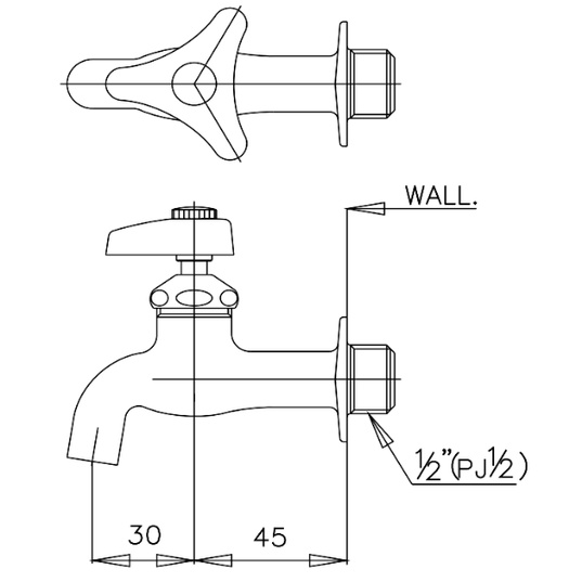 01-06-cotto-ct170c6-hm-ก๊อกเดี่ยวติดผนังคอสั้น-วาล์วยาง-รุ่น-new-century