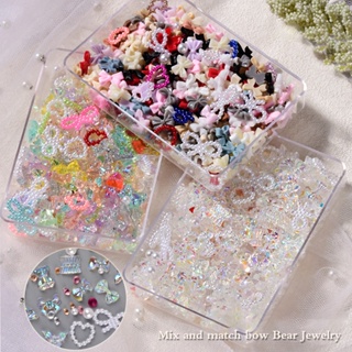 【AG】50g 1 Box Nail Ornament Penetration Decorating Smooth 3D Bowknot Manicure Glitter