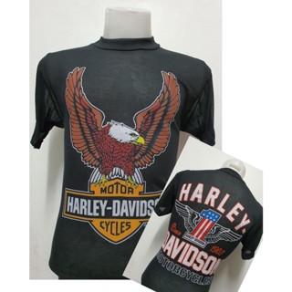 เสื้อผ้าบาง Harley เสื้อยืดวินเทจ ผ้ามุ้ง50/50 เสื้อฮาเลย์ป้าย 3D EMBLEM [ S M L XL ]