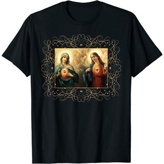 Sacred Heart and Immaculate Heart Picture Jesus and Mary TShirt