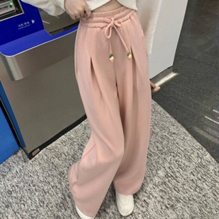 La mode กางเกงขายาว กางเกงขายาวผญ กางเกงผู้หญิง ชนิดผ้ายืด ทรงหลวม สไตล์เกาหลี 48Z22112214