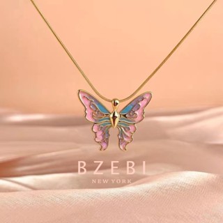 BZEBI สร้อยคอผีเสื้อ โซ่ แฟชั่น ทอง สไตล์พังก์ เกาหลี สีทอง เครื่องประดับ สไตล์เกาหลี เครื่องประดับคู่รัก จี้ผีเสื้อ สําหรับผู้หญิง 373n