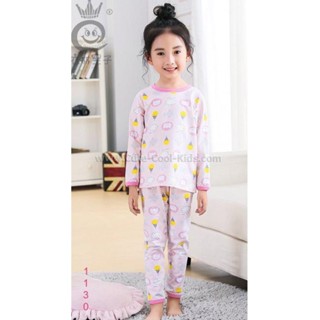 L-PJG-1130 ชุดนอนเด็ก สีชมพู ลายสิงโต