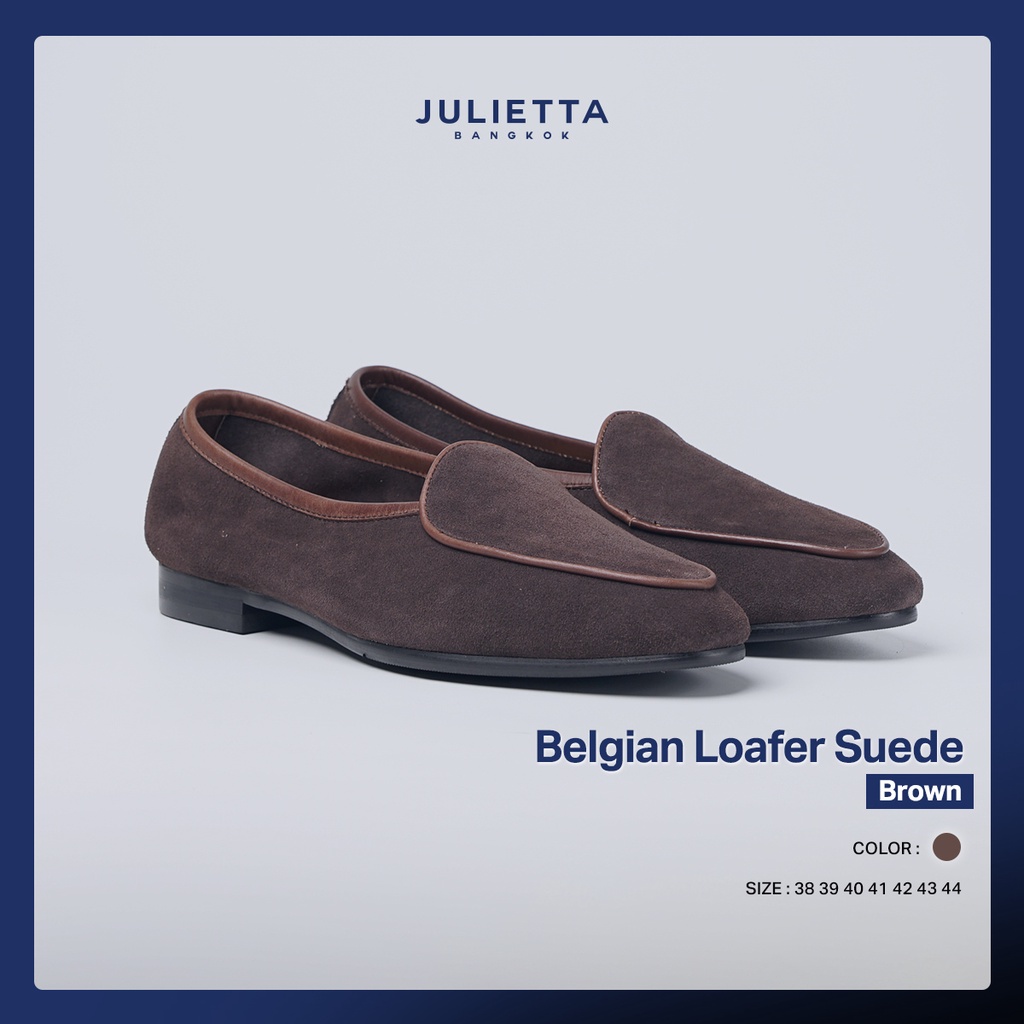 ราคาและรีวิวJulietta รองเท้าหนัง Belgian Loafer Unlined Shoes Suede in Brown Juliettabkk