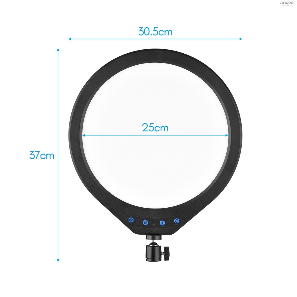 ไฟวิดีโอ-led-36w-12-นิ้ว-หรี่แสงได้-3000k-6000k-cri90-พร้อมอะแดปเตอร์หัวบอล-หมุนได้-สําหรับ-vlog-ไลฟ์สด-ถ่ายภาพบุคคล-224-ชิ้น