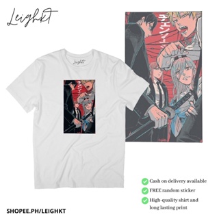 เสื้อยืดสีขาว Anime Chainsaw Man Retro Street Art Sublimation Graphic Shirt  Leighkt Collectionเสื้อยืด เสื้อยืดสีพ_23