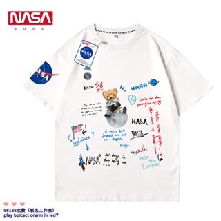 เสื้อยืดใหม่ เสื้อยืดแขนสั้นลําลอง คอกลม ผ้าฝ้าย ทรงหลวม พิมพ์ลายหมี NASA สวมใส่สบาย แฟชั่นสําหรับผู้ชาย_59