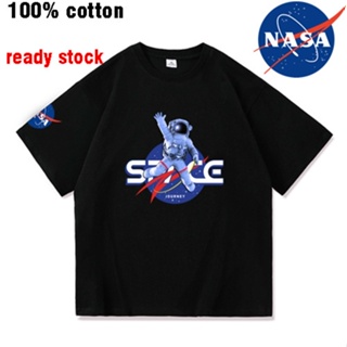 เสื้อยืดใหม่ เสื้อยืดแขนสั้นลำลองสำหรับบุรุษและสตรี คอกลม ผ้าฝ้าย ลายพิมพ์นักบินอวกาศ NASA ทรงหลวม พลัสไซส์ แฟชั่นฤ_59