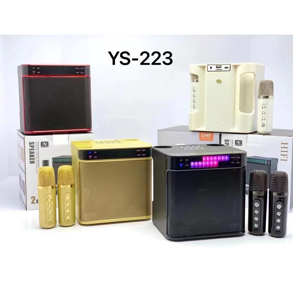 แถมไมค์ลอย-2-ตัว-ลำโพงบลูทูธ-ys-223-blutooth-speaker-รองรับ-usb-tf-sd-card-aux-ลำโพงบลูทูธแบบพกพา-เสียงดีคุณภาพ