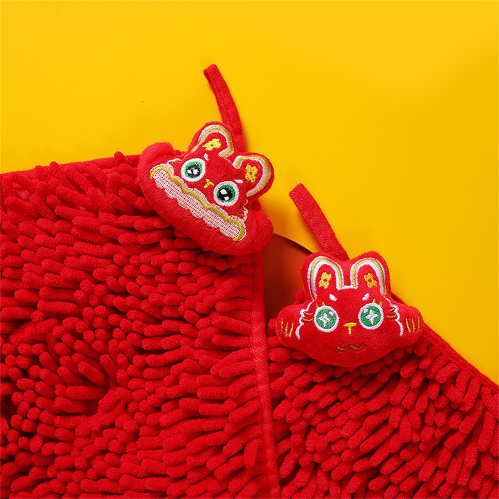 สีแดงผ้าขนหนูห้องครัวผ้าขนหนูห้องน้ำ-soft-plush-chenille-quick-drying-ผ้าขนหนูซักผ้าจีนปีใหม่ของขวัญตกแต่งบ้าน-flowerdance