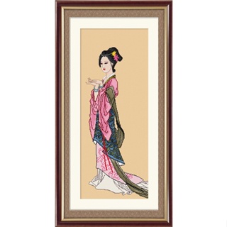 ชุดปักครอสติช ลายสาวญี่ปุ่น (ผ้าสีน้ำตาลอ่อน) ขนาด 45*88 ซม.