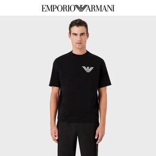 Armani เสื้อยืดแขนสั้น พิมพ์ลายโลโก้ สไตล์คลาสสิก สําหรับผู้ชาย