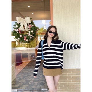 Winter stripe zip top basicselected