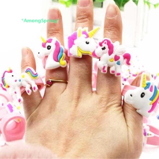 AmongSpring> 5pcs/set Cartoon Unicorn Rubber Rings Toy Party Bag Fillers Wedding Kids Toys Gift new