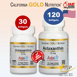 ภาพขนาดย่อสินค้าCalifornia Gold Nutrition Astaxanthin 12 mg pure icelandic Astraxanthin 30/120 softgels