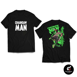 เสื้อคู่รัก เสื้อยืด พิมพ์ลายอนิเมะญี่ปุ่น Distro CHAINSAW MAN DENJI MANGA SEVENDAYSเสื้อยืดเสื้อยืด_17