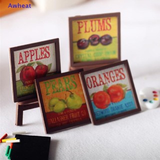 Awheat ใหม่ ภาพจิตรกรรมฝาผนัง ลายผลไม้จิ๋ว สไตล์วินเทจ สําหรับตกแต่งบ้านตุ๊กตา 1/12
