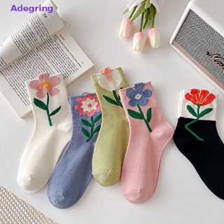 [Adegring] ถุงเท้า ผ้าฝ้าย ลายดอกไม้ สไตล์โลลิต้า สําหรับผู้หญิง