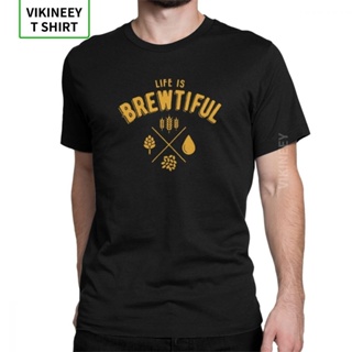 Life Is Brewtiful MenS Beer T Shirt Bar Alcohol Ale Drink Novelty Tees Short Sleeve Round Collar T-Shirt 100% Cotton Pa