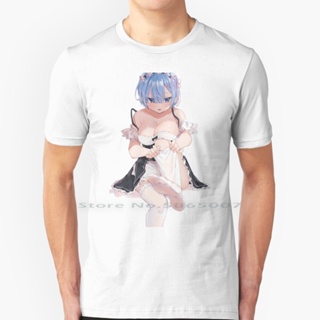 [S-5XL]Rem 1 T Shirt 100% Cotton Rem Ram Emilia Sexy Re Zero Oppai Fair Skin Light Skin Maid Large Breasts Anime So_36