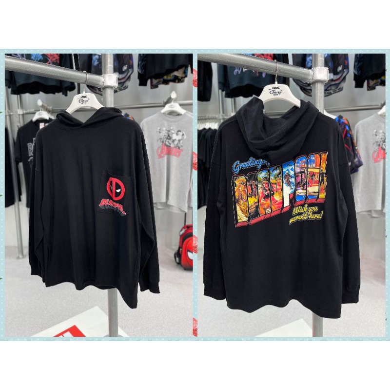 เสื้อฮู้ดแขนยาวmarvel-ลิขสิทธิ์แท้-ลาย-deadpool-สีดำ-hdg-001