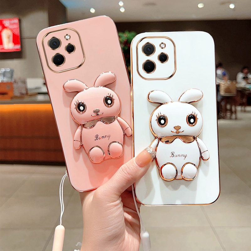 เคสมือถือ-แบบนิ่ม-ลายการ์ตูนกระต่ายน่ารัก-พร้อมขาตั้ง-สําหรับ-huawei-nova-y61-novay61